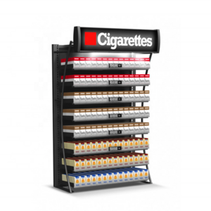 Convenience store checkout stand tobacco pusher shelf cabinet