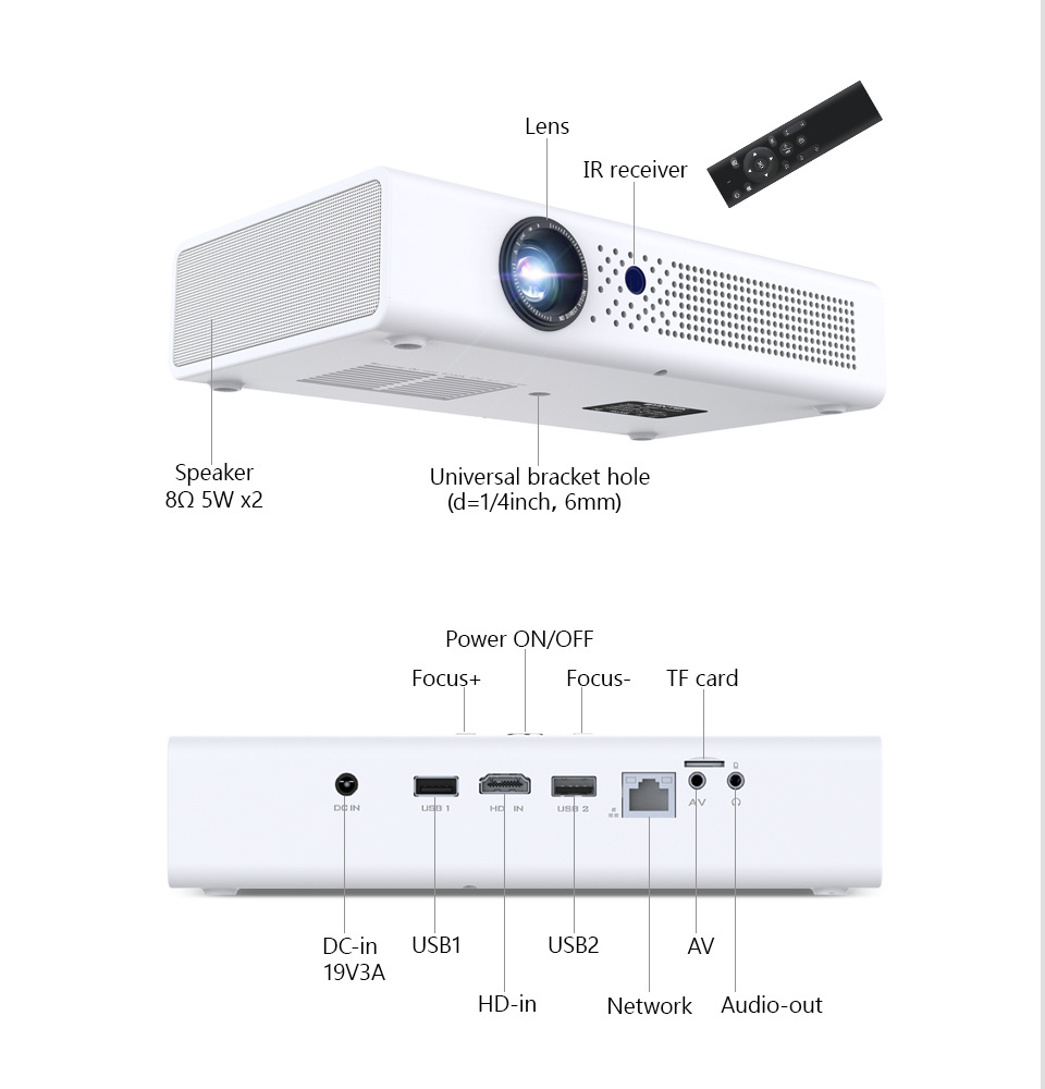 BYINTEK R19 Mini Android Wifi Projector Multimedia Dlp Smart Portable Home Theatre 1080P Computer Projector