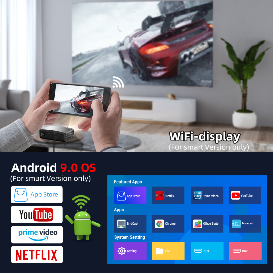 Byintek K25 Smart Android 1080P Projector Full HD LCD DLP WIFI Smart Beam Holographic Private Thearter Education Office Projetor