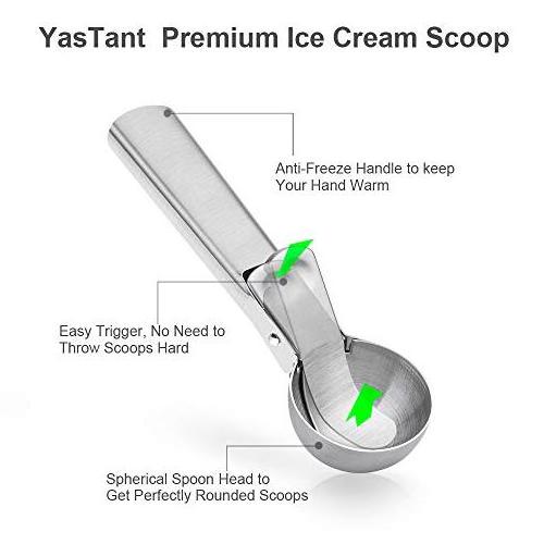 Premium Ice Cream Scoop Stainless Steel Ice Cream Scooper with Easy Trigger, Cookie Spoon stainless steel