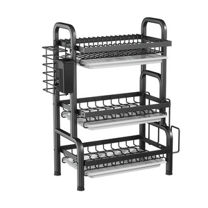 Sliding Storage shelf Kitchen Sink Organization 2 Tier dish storage drain rack Kitchen storage rack