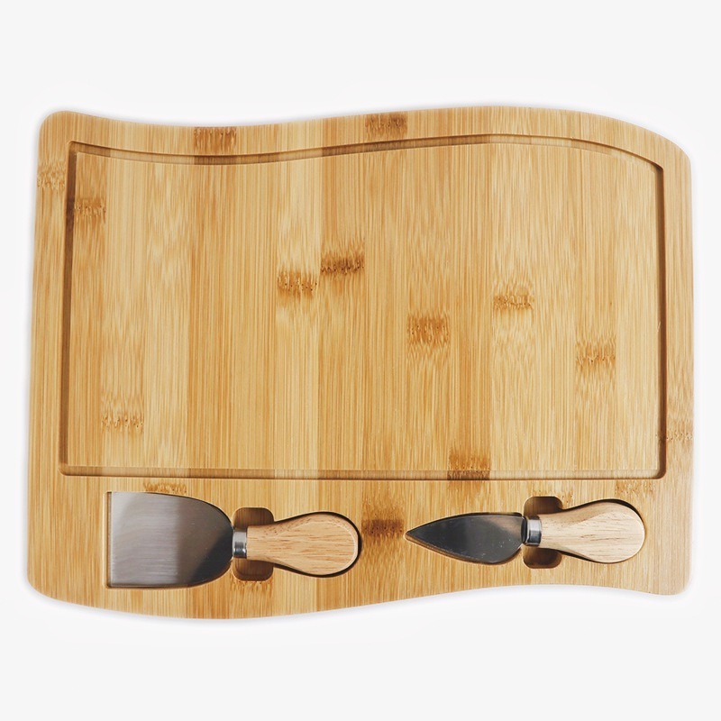 OME/ODM logo bamboo cheese board charcuterie cutting board set with stainless steel knives chopping board