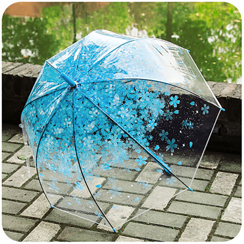 straight clear sakura umbrella Japanese cherry pvc transparent umbrella for rain Romantic