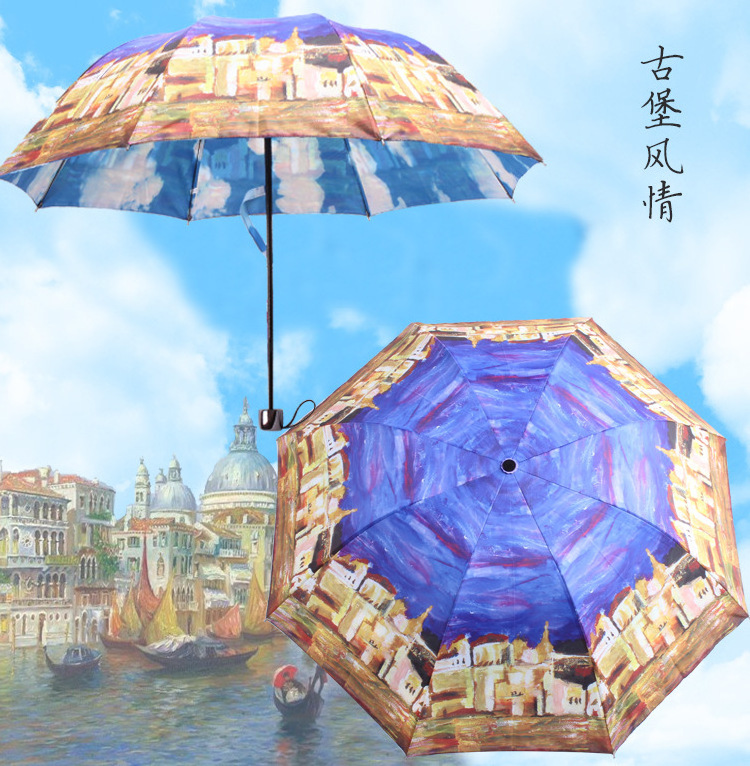 3 fold umbrella with double side printing customized design