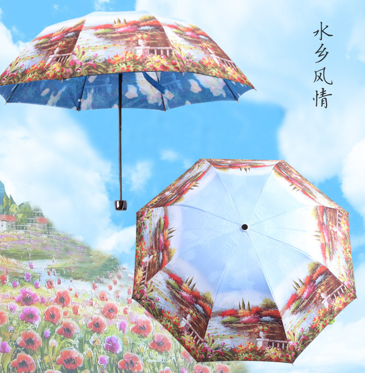 3 fold umbrella with double side printing customized design