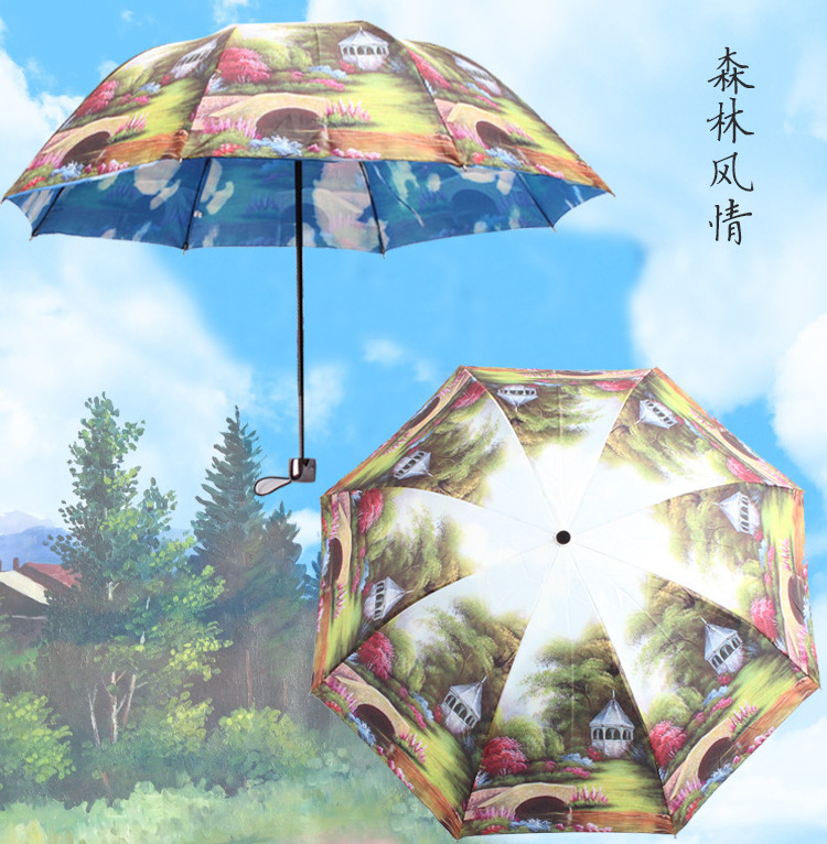 3 fold umbrella with double side printing customized design