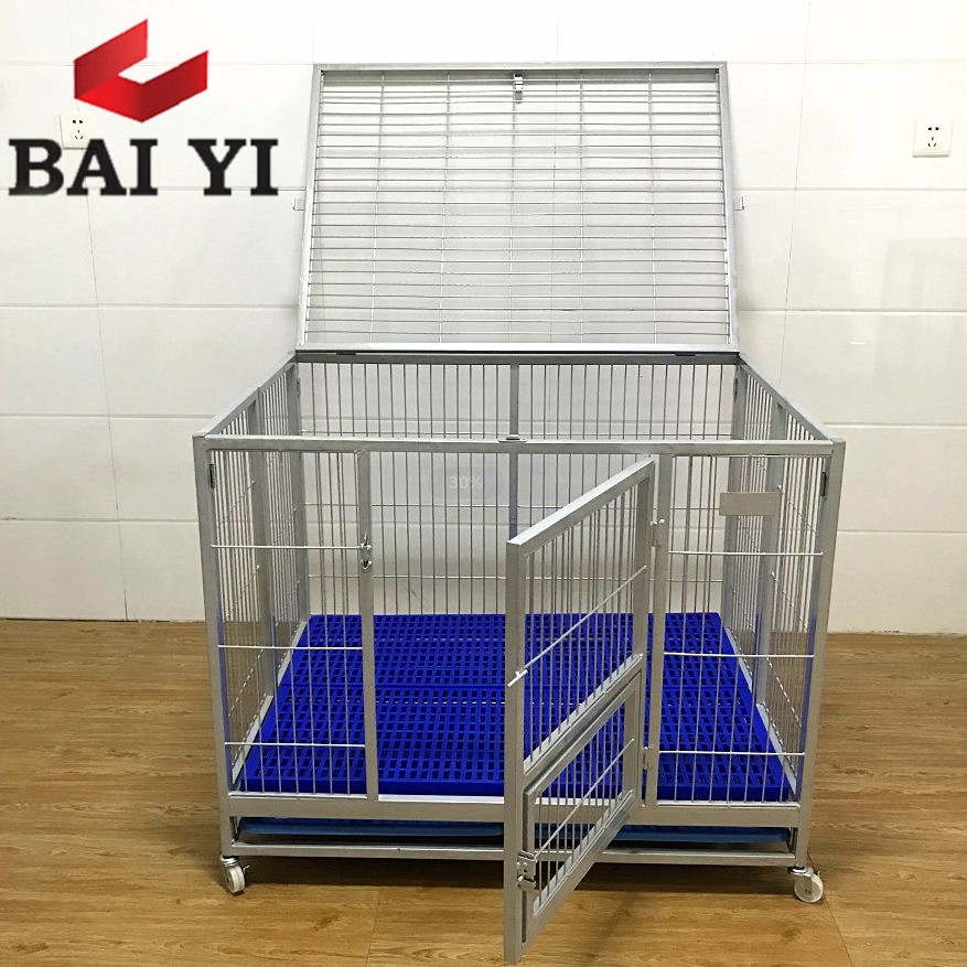 Folding foldable metal wire mesh dog crates cage with wheels