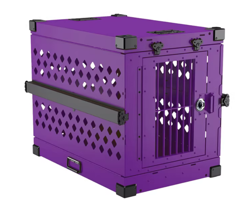 Portable Folding dog cage aluminum alloy medium and large dog cage, folding pet car cage, camping and travel dog cage