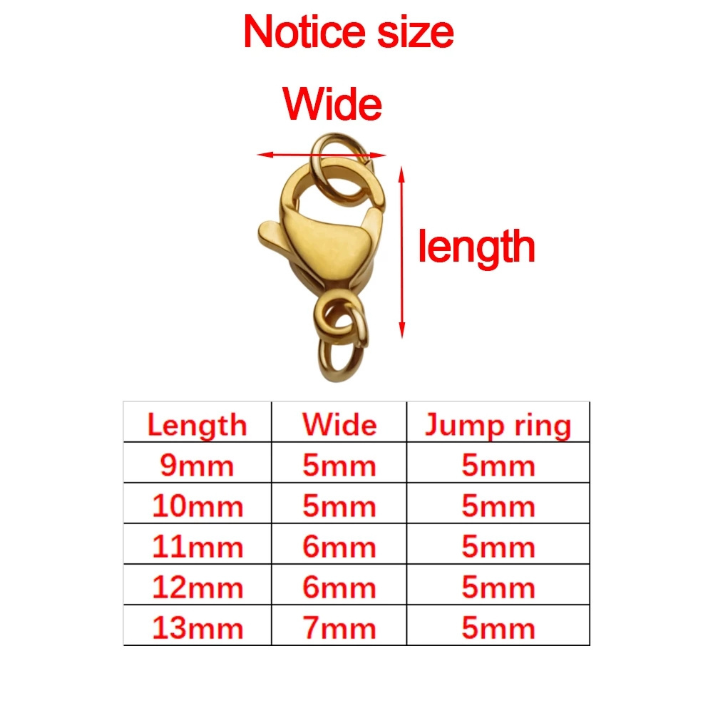 Gold Plated Stainless Steel Lobster Clasp With Jump Rings For DIY Bracelet Necklace Connector  Making Waterproof Non Tarnish