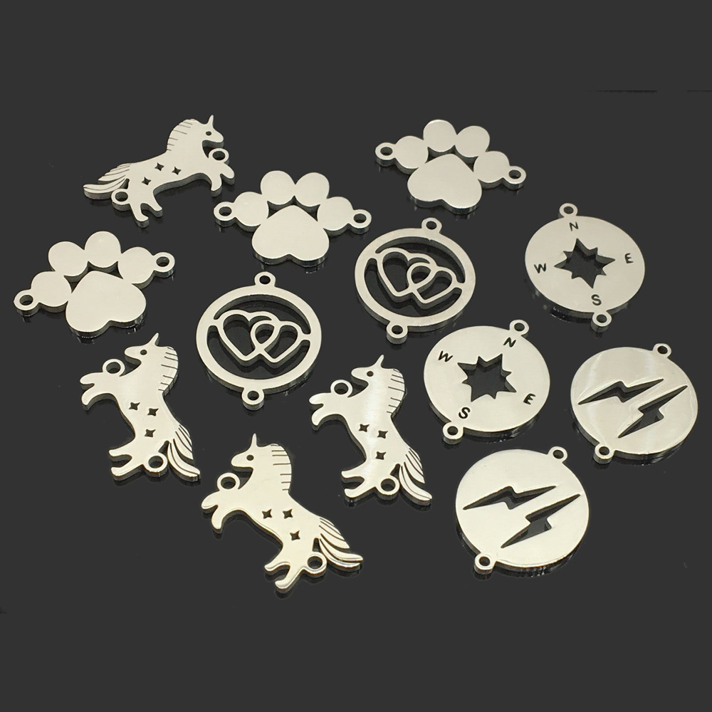 Two Hole Stainless Steel Charm High Polished Pendant Charm For DIY Wish Bracelet Necklace Jewelry Making