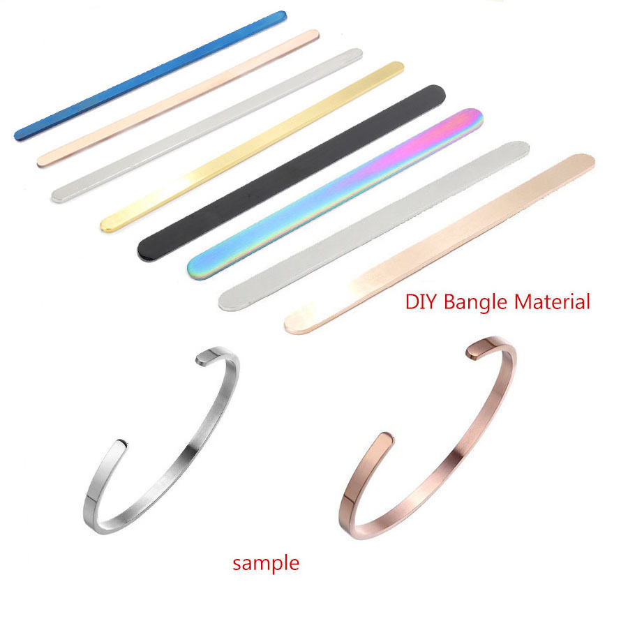 Byken Jewelry Manufacturer Wholesale DIY Bending Flat Cuff Bracelet Blank Stainless Steel Straight Bangle Bar for Engraving