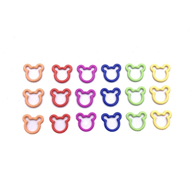 ZHENZHIZHE 60pcs hand knitting tool accessories colorful metal DIY cute bear shape crochet locking stitch counter stitch markers