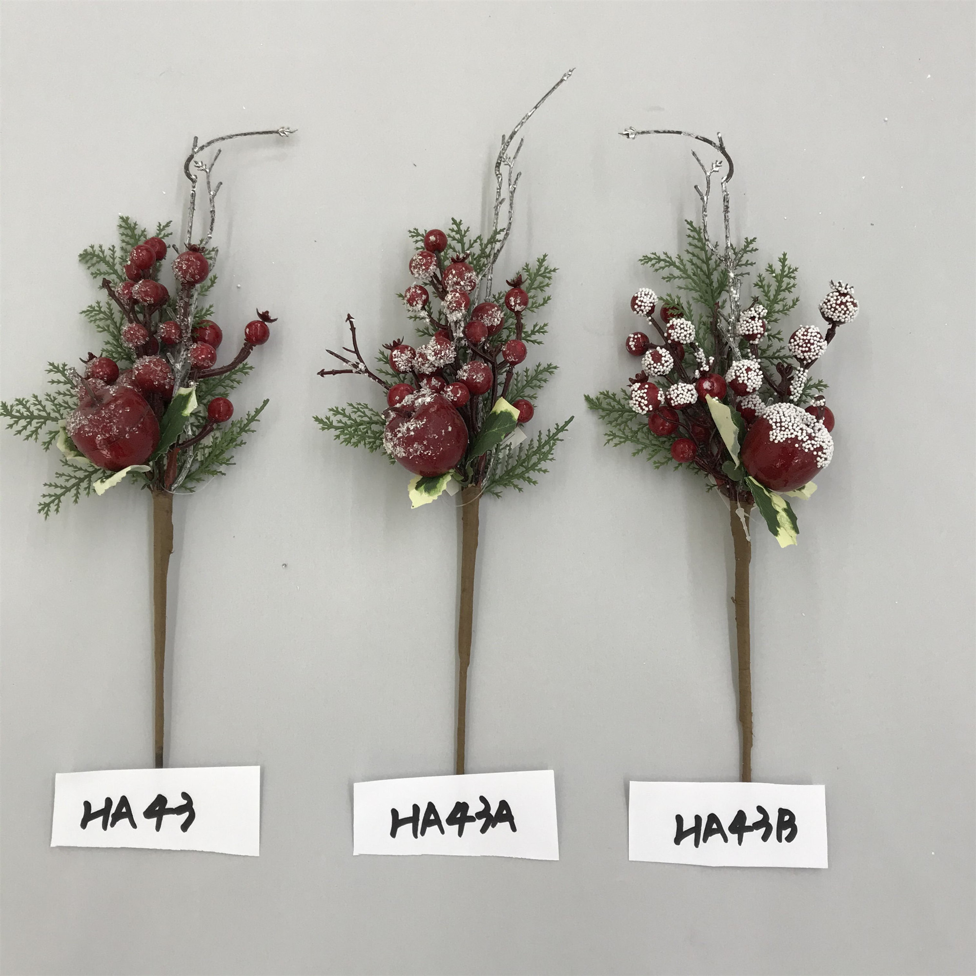 Artificial frosty cedar and white berries Christmas floral Picks wholesale