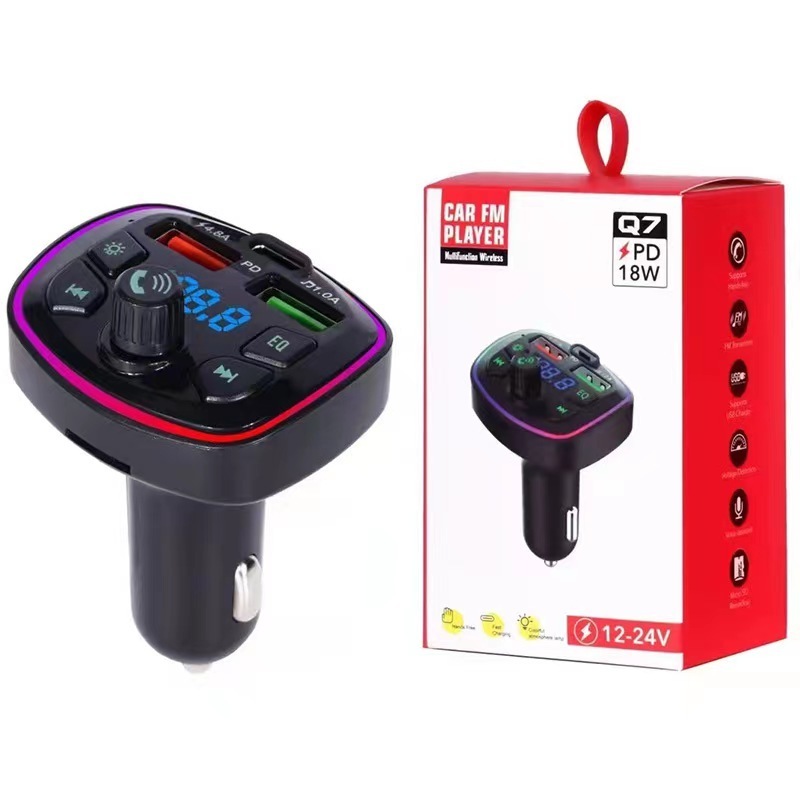 New MP3 True 3.1A Dual USB Port PD Charging Q7 Car FM Transmitter