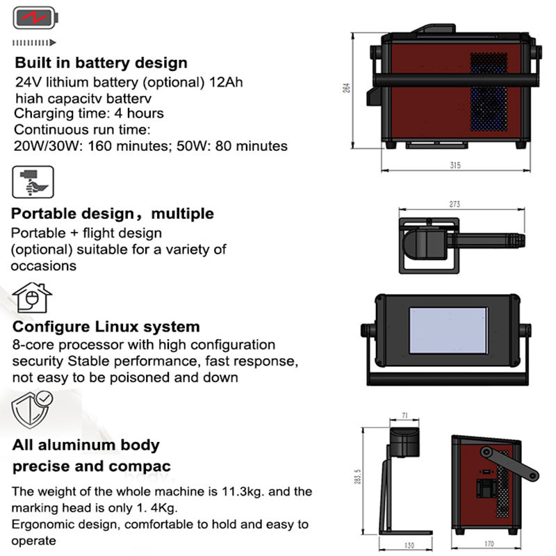 20w 30w 50w Mini Portable Handheld Small Desktop Metal Sheet Plate Laser Marker Engraver Etching Engraving Marking Machine Price