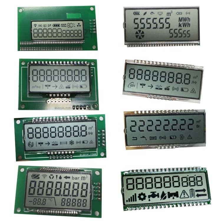 Monochrome Lcd Factory Customized Size Tn Stn Fstn Va Htn 7 Segment Lcd Display For Three Phase Energy Meter /water Meter