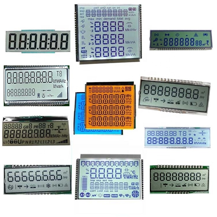 Monochrome Lcd Factory Customized Size Tn Stn Fstn Va Htn 7 Segment Lcd Display For Three Phase Energy Meter /water Meter