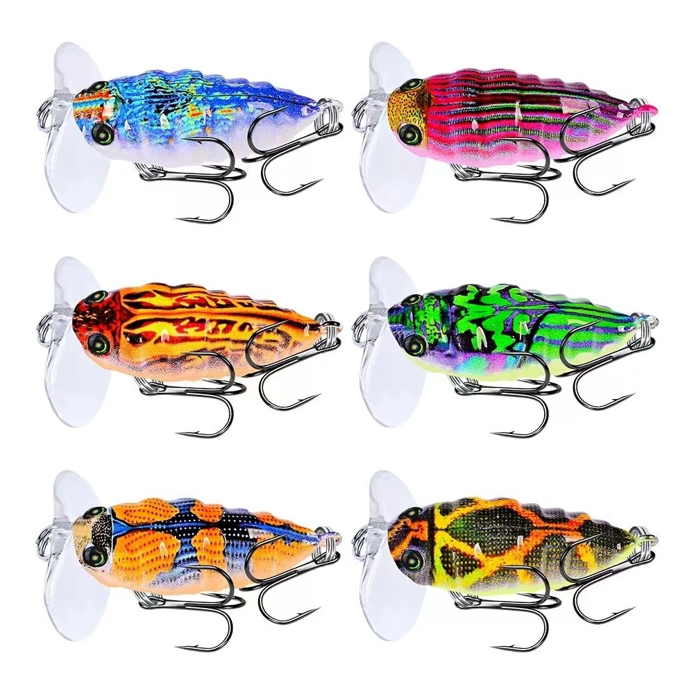 Hard Bait Plastic lure with feather fly cricket bait insects 4cm 4g cicadas false bait fishing lures saltwater freshwater