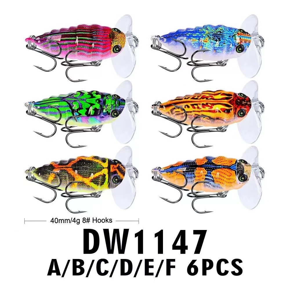 Hard Bait Plastic lure with feather fly cricket bait insects 4cm 4g cicadas false bait fishing lures saltwater freshwater