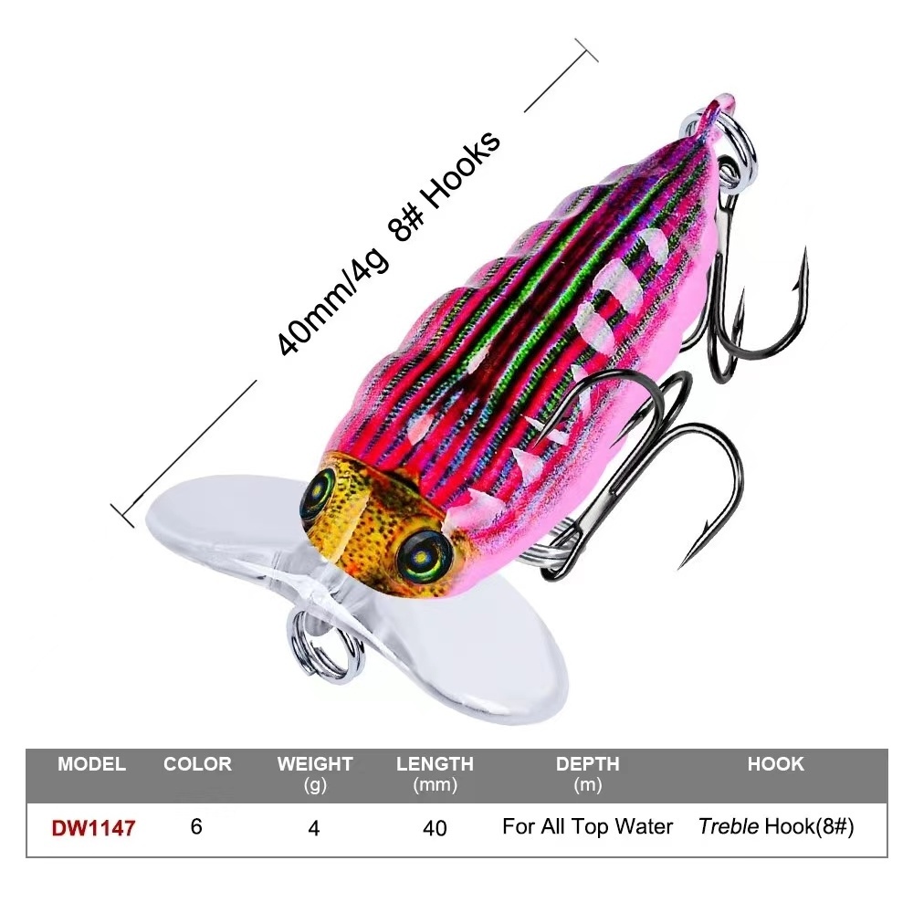 Hard Bait Plastic lure with feather fly cricket bait insects 4cm 4g cicadas false bait fishing lures saltwater freshwater