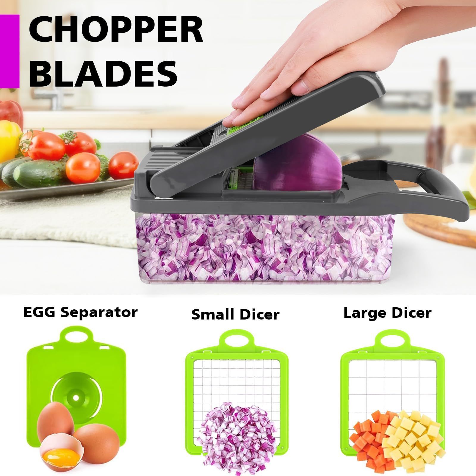 Vegetable Chopper Manual Mandolini Fruit Vegetable Cutter 12-in-1 Multi-Functional Onion Dicer & Veggie Slicer