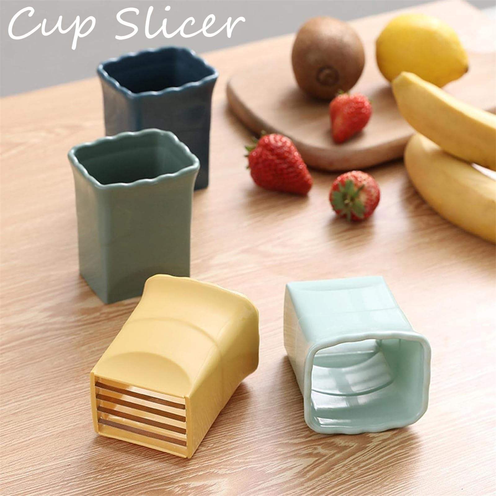 Multi-Purpose Premium Fruit & Veggie Slicer - Reusable Strawberry Cup Splitter, Perfect for Bananas, Eggs, Oranges & More