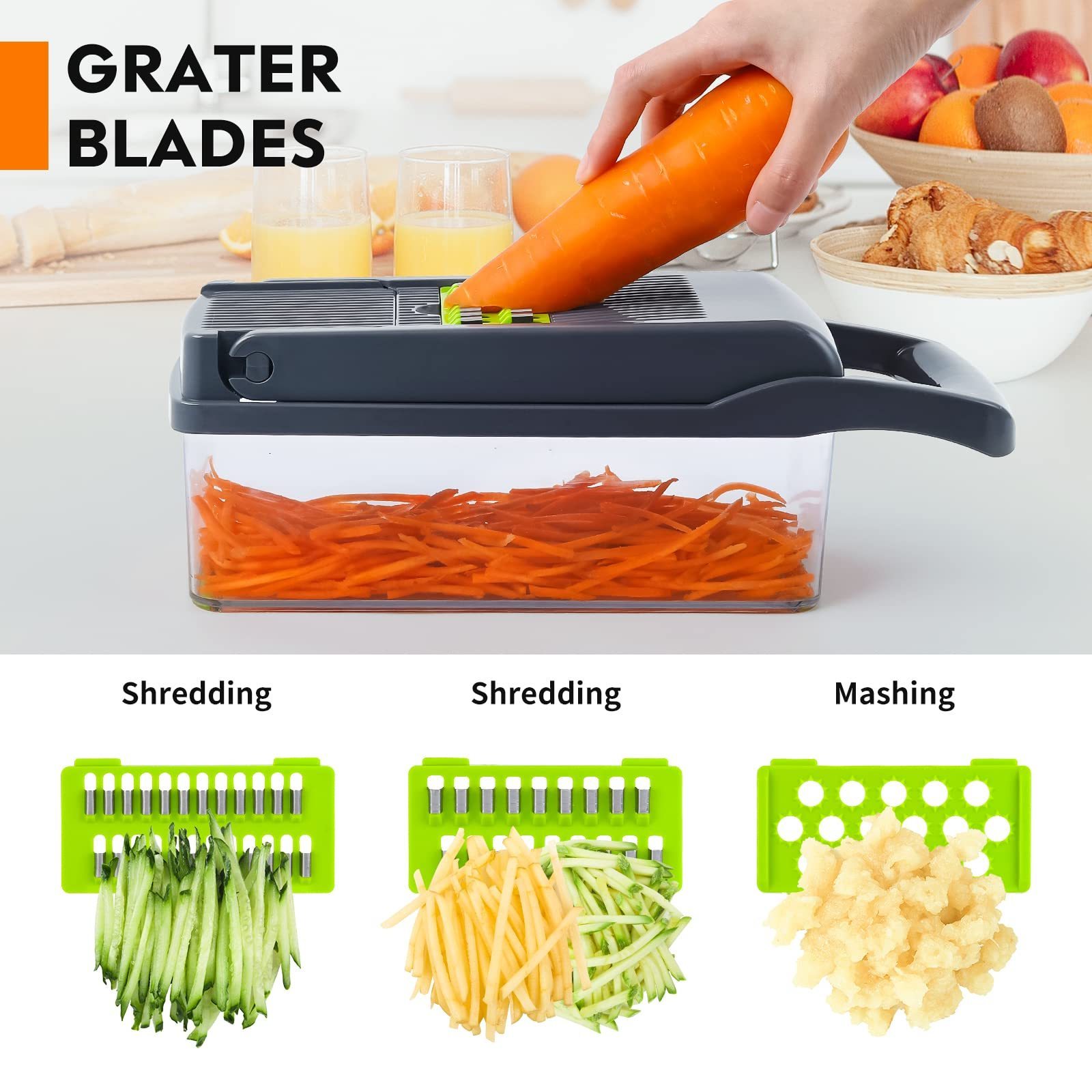 Vegetable Chopper Manual Mandolini Fruit Vegetable Cutter 12-in-1 Multi-Functional Onion Dicer & Veggie Slicer