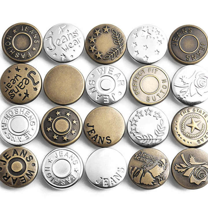 Custom Denim stainless steel magnetic free jeans button Covered Nail Adjustable Detachable Jeans Buttons For Women Men Clothing