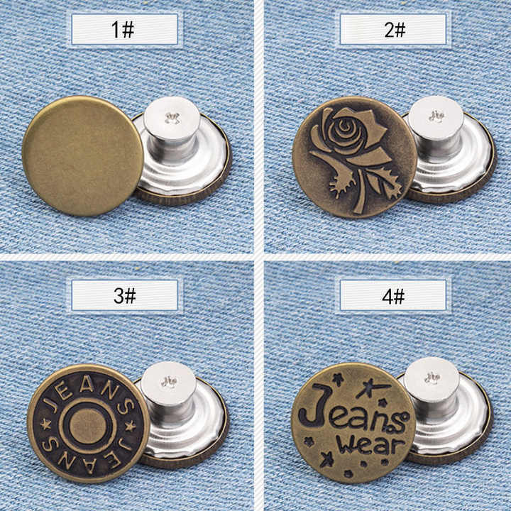 Custom Denim stainless steel magnetic free jeans button Covered Nail Adjustable Detachable Jeans Buttons For Women Men Clothing