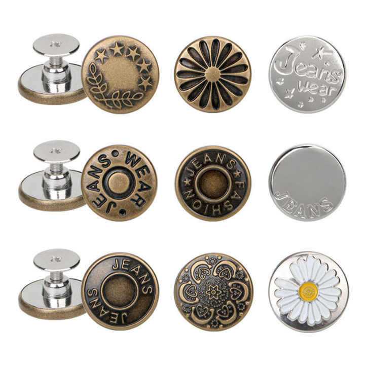 Custom Denim stainless steel magnetic free jeans button Covered Nail Adjustable Detachable Jeans Buttons For Women Men Clothing