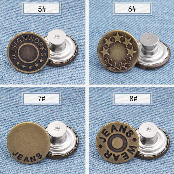 Custom Denim stainless steel magnetic free jeans button Covered Nail Adjustable Detachable Jeans Buttons For Women Men Clothing