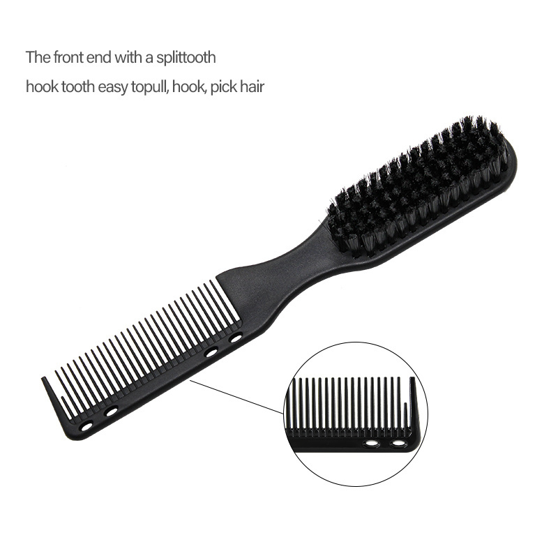 Wholesale Small Double Sided Beard Comb And Brush Mini Bristle Beard Comb Brush Men'S Makeup Cleaning Brush