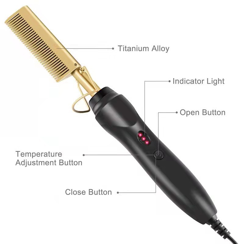 BYMACE New Style Copper Comb Multi-Function Ceramics Hot Comb Curling Electric Hair Straightener