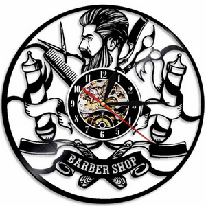 Barber Shop High Quality Oclock Decorative Wall Clocks Hairdresser Vinyl Wall Clock Modern Design 3D Watches Wall Dec