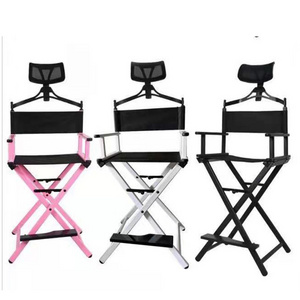 BYMACE Professional Foldable Tall Black Aluminum Make Up Chair