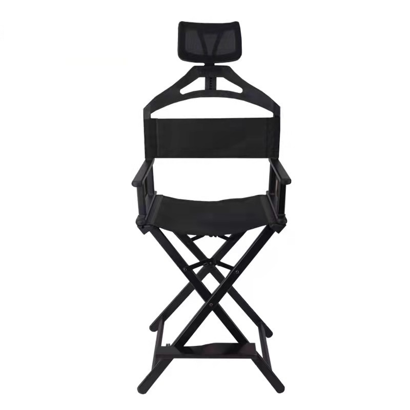 BYMACE Professional Foldable Tall Black Aluminum Make Up Chair