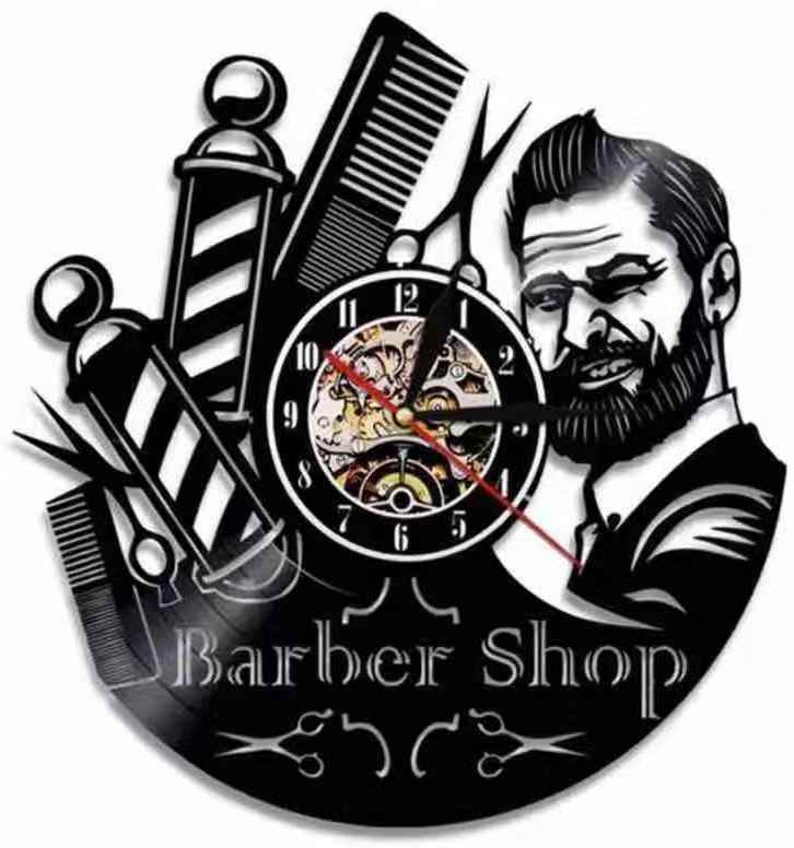 Barber Shop High Quality Oclock Decorative Wall Clocks Hairdresser Vinyl Wall Clock Modern Design 3D Watches Wall Dec