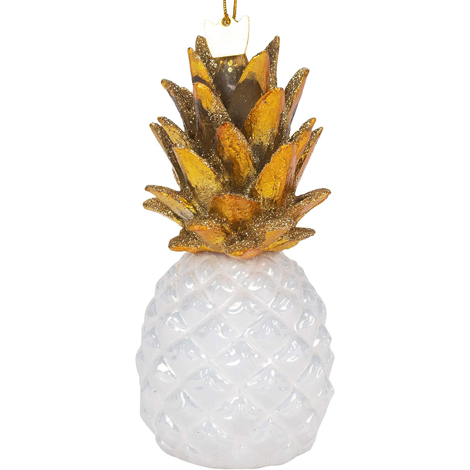 New designed Handmade Blown White pineapple Christmas crystal glass figurines ornaments Eco-friendly