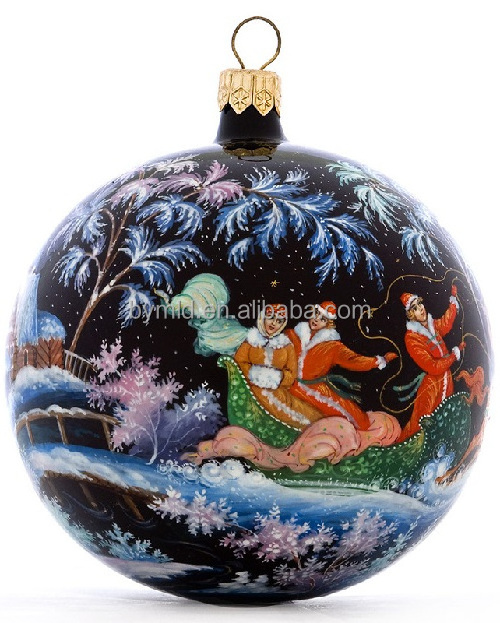 Custom decal personalized Christmas ornament for tree hanging oem glass ball Eco-friendly