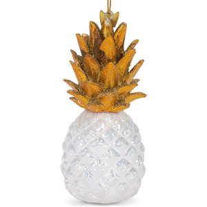 New designed Handmade Blown White pineapple Christmas crystal glass figurines ornaments Eco-friendly