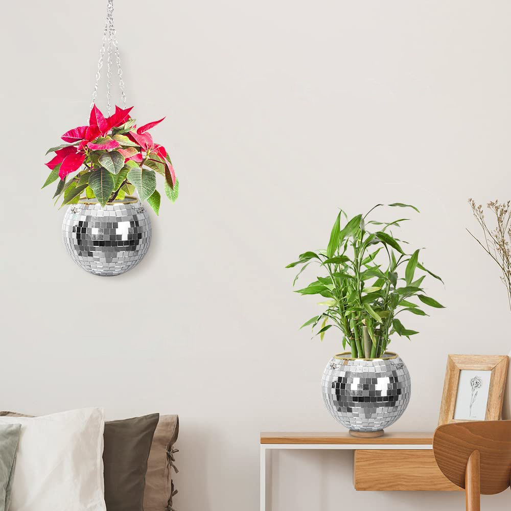 Hanging Disco Ball Planter Pot Plant Hanger for Home Decor, Planters for Indoor Plants