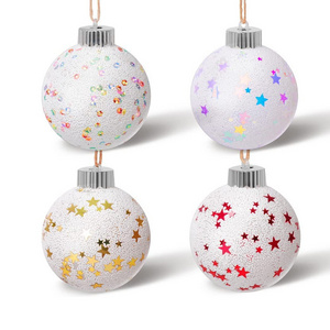 Christmas Ball Ornaments Snowballs for Tree Decoration, Xmas Hanging LED Light Spherical Bulbs Eco-friendly