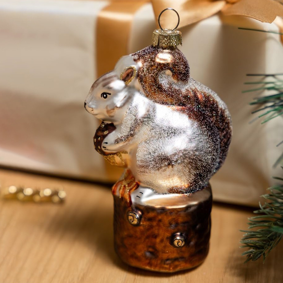 Diy Custom Personalized Christmas Hanging Decoration Wholesale glass  squirrel Christmas Bauble Ornaments