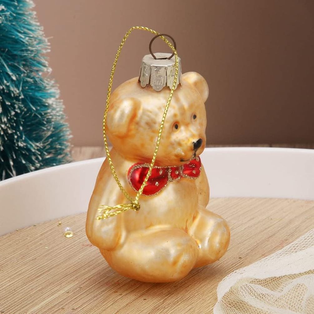 Hanging Lovely Glass Bear Ornament Hanging Glass Blown Bear Valentines Day Pendants Eco-friendly