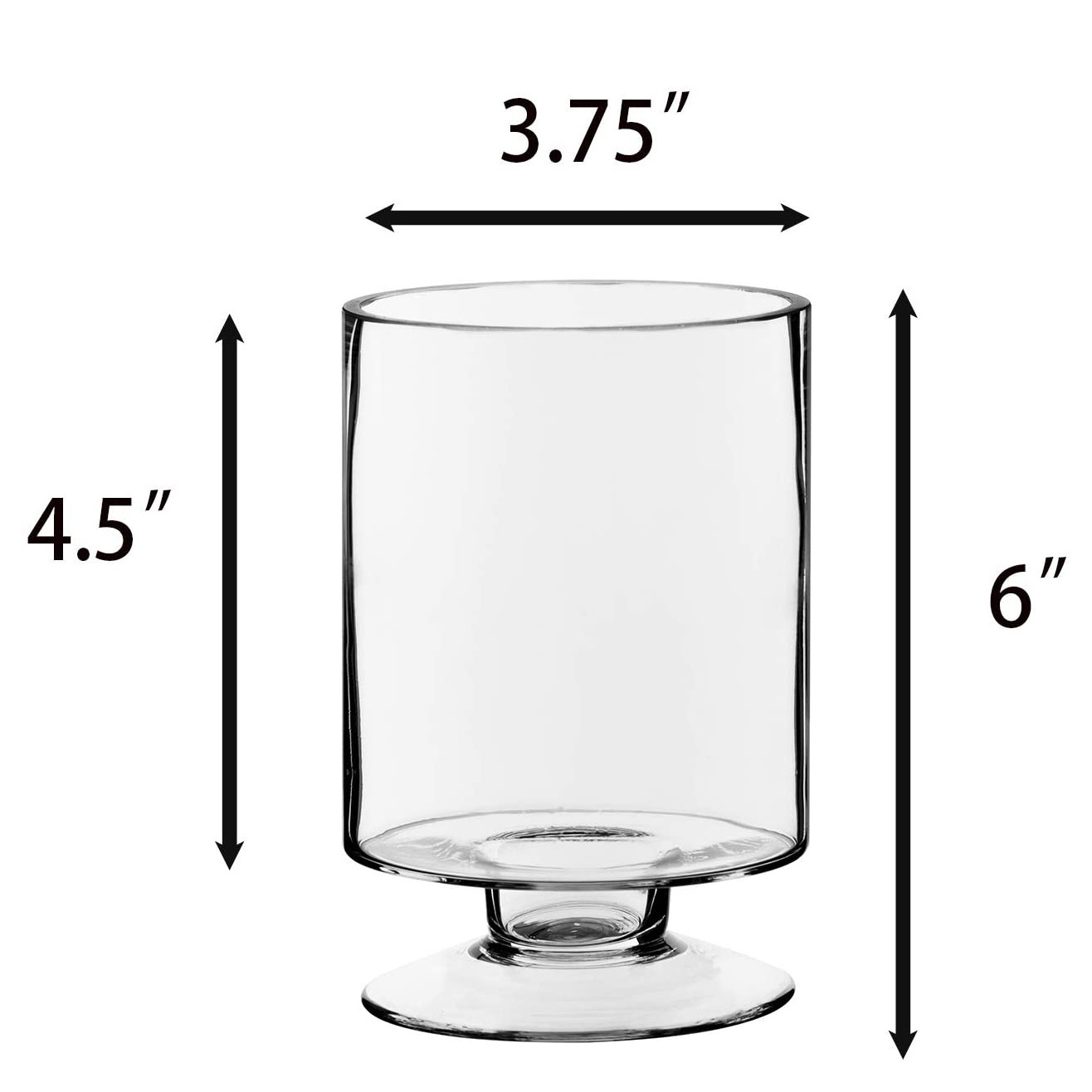 Glass Hurricane Pillar candles jars Multiple Size Choices Short Stem Candle Centerpieces,Stemmed Glass Cylinder Candle Vase