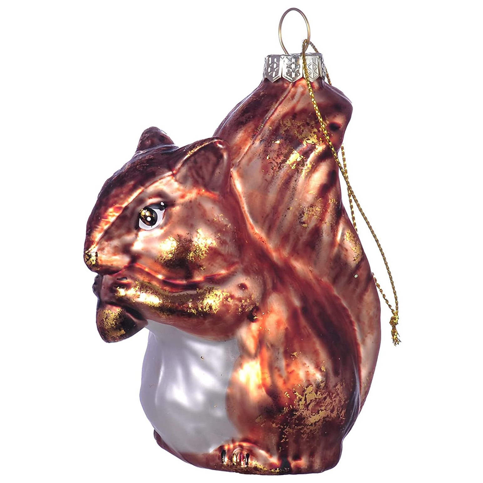 Wholesale christmas tree decoration hand made squirrel holding pine cone pendant Eco-friendly