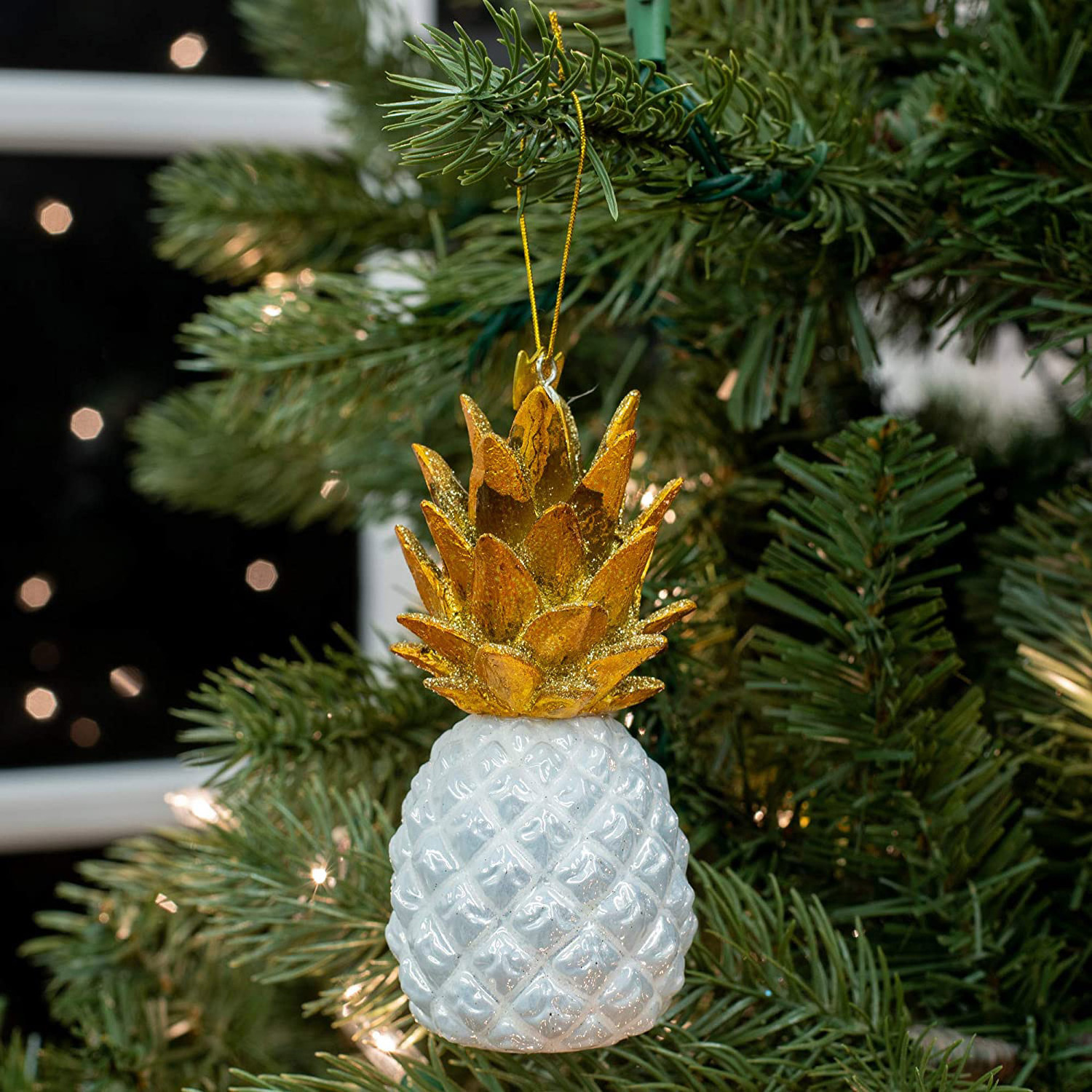 New designed Handmade Blown White pineapple Christmas crystal glass figurines ornaments Eco-friendly