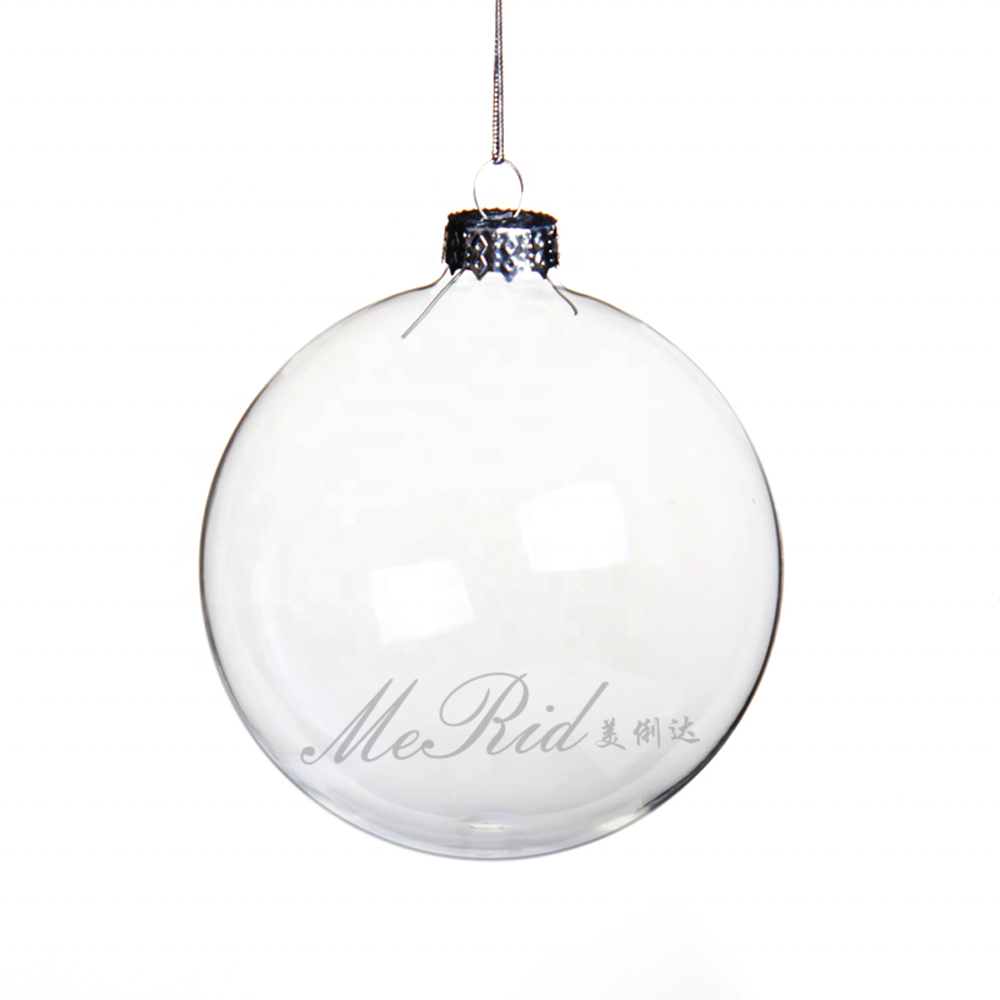 Wholesale clear hanging Christmas tree balls bauble glass ornaments Eco-friendly