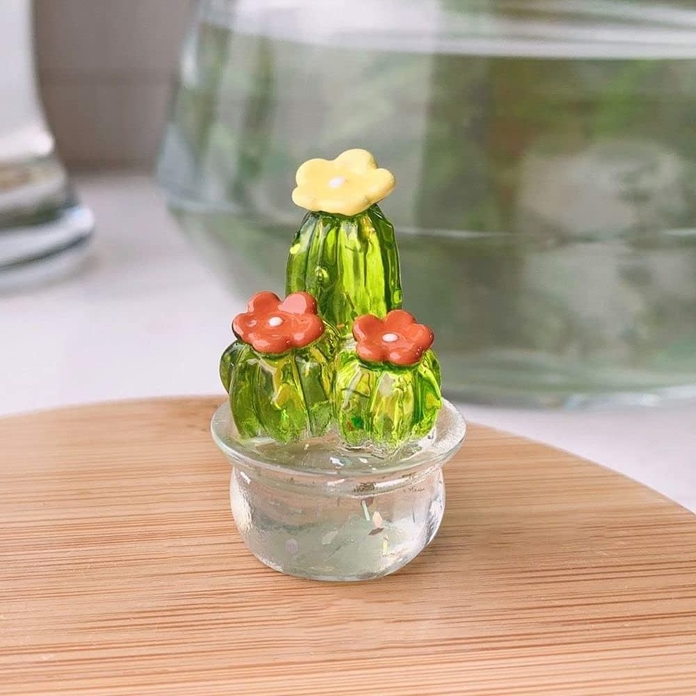 Creative cactus table decoration glass living room small household decoration European style micro landscape