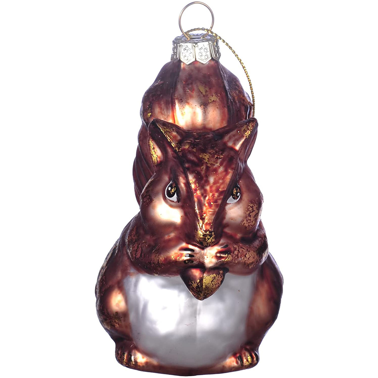 Wholesale christmas tree decoration hand made squirrel holding pine cone pendant Eco-friendly